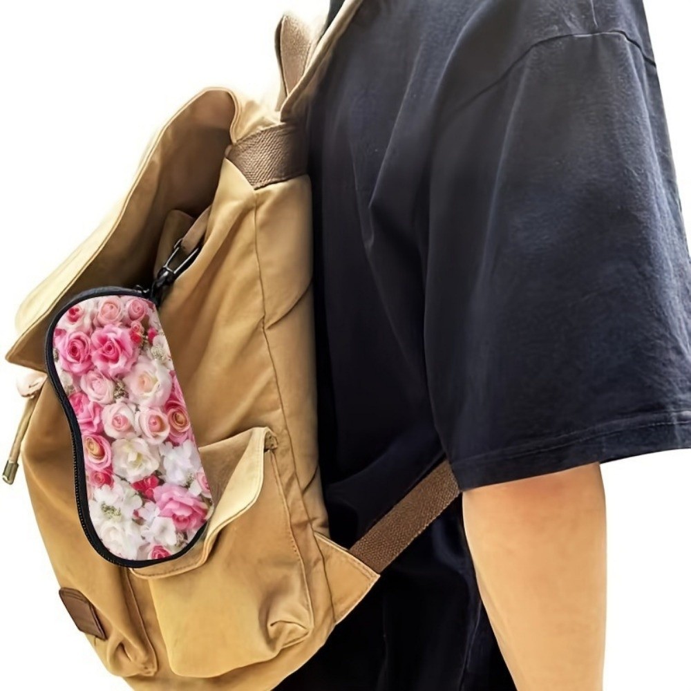 Travel Reading Accessories - ポータブルレザー眼鏡ケース吊り下げ式防水読書用メガネポーチ漫画柄クリップ付き旅行用サングラスホルダー
