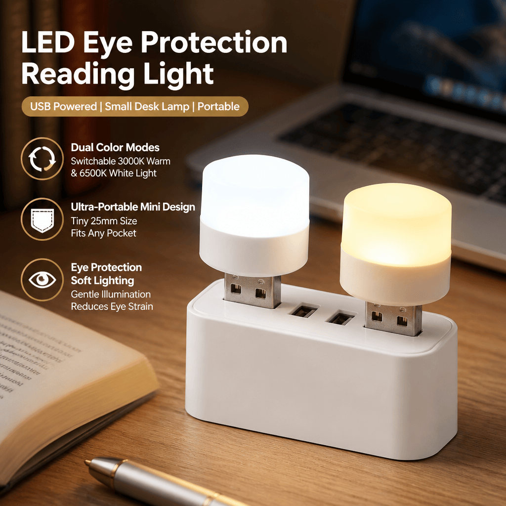 Travel Reading Accessories - USB LEDライト ポータブル読書灯 ブックライト デュアルカラー 温度調整