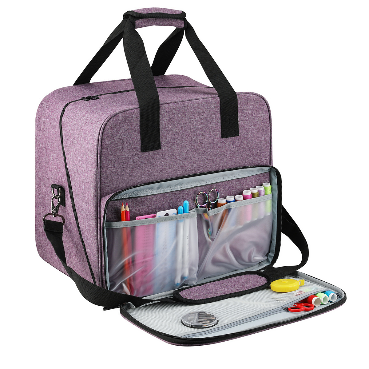 Travel Accessories To Sew - 大型ミシンバッググレーカラー収納袋トート多機能ポータブル旅行ホームオーガナイザーバッグ縫製アクセサリー用