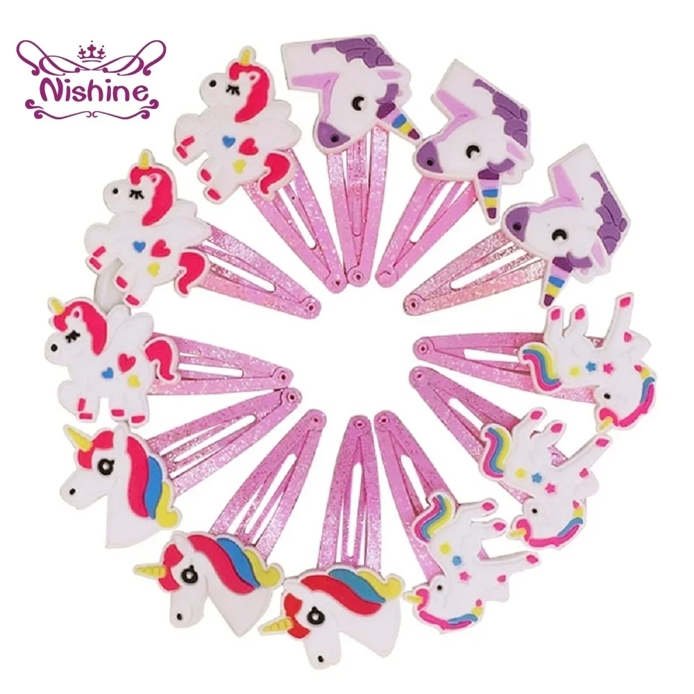 Travel Accessories For 2 Year Old - 西根 10 ピース/ロットユニコーンヘアクリップ漫画動物ヘアピンかわいい子供帽子女の赤ちゃんヘアアクセサリー写真の小道具ギフト
