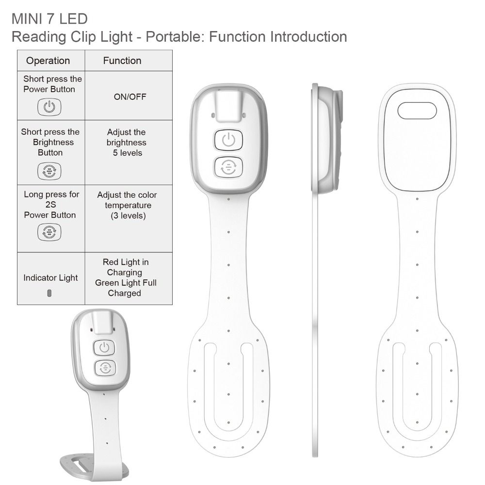 2-in-1 クリップオンブックライト 調光可能な明るさ付き - Travel Reading Accessories のレビューと価格
