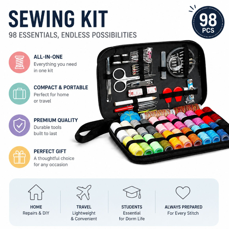 68/98個入り裁縫道具セット、裁縫工芸キット、便利で持ち運 - Travel Accessories To Sew のレビューと価格