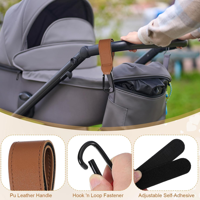 2 個革カートフックベビーカーフック PU 調節可能なベビー - Travel Accessories For 2 Year Old のレビューと価格