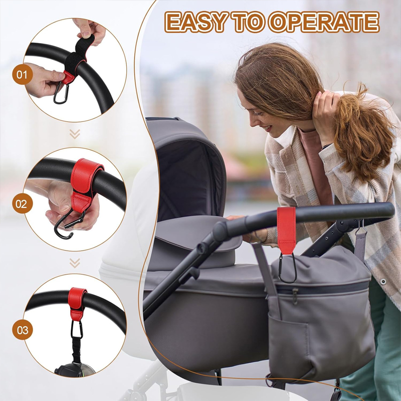 2 個革カートフックベビーカーフック PU 調節可能なベビー - Travel Accessories For 2 Year Old のレビューと価格
